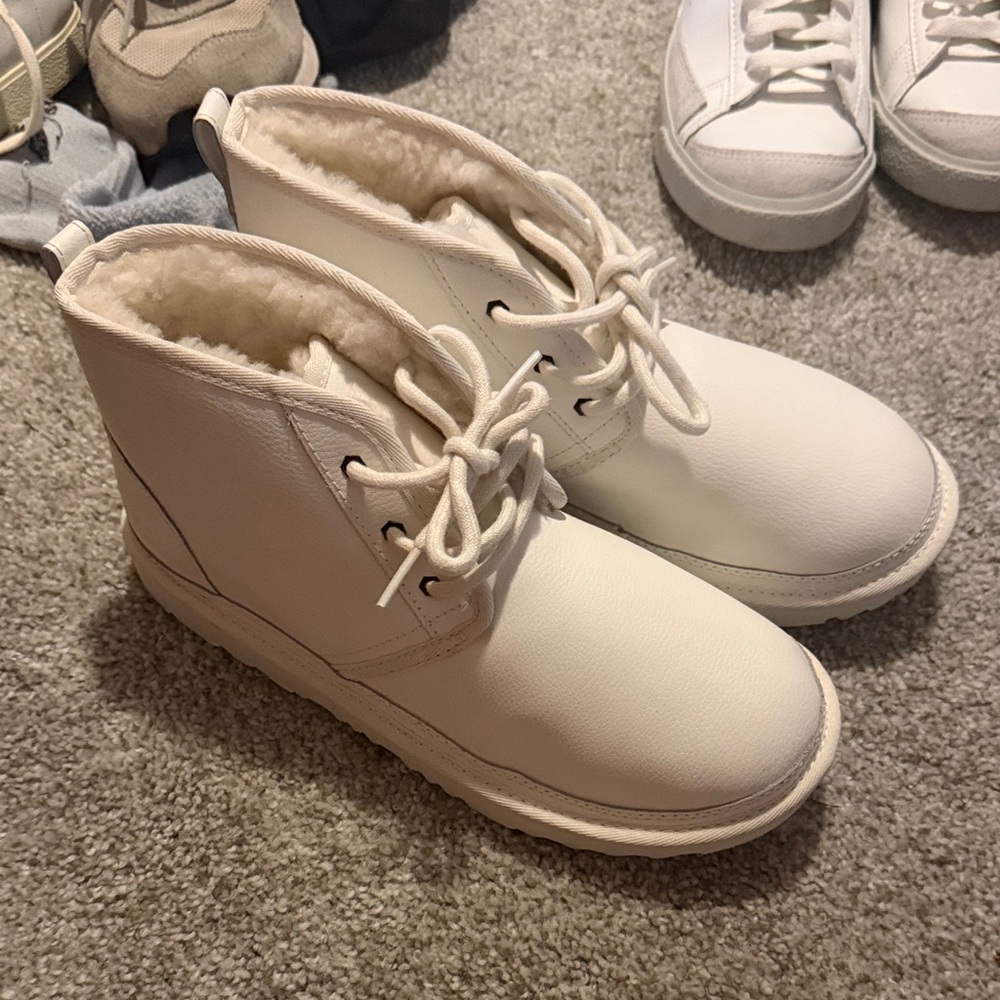 White leather UGGS